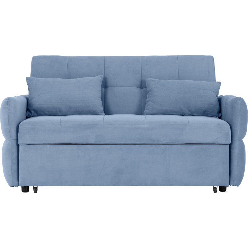 150Cm Round Arm Sofa Bed, Blue