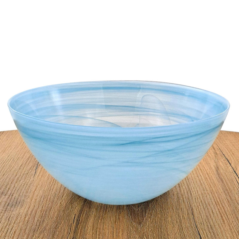 Orren Ellis Glass Serving Bowl, Turquoise, 4.5" H x 10" W x 10" D