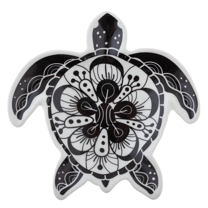 Plateau à bijoux bohème noir et blanc en forme de tortue