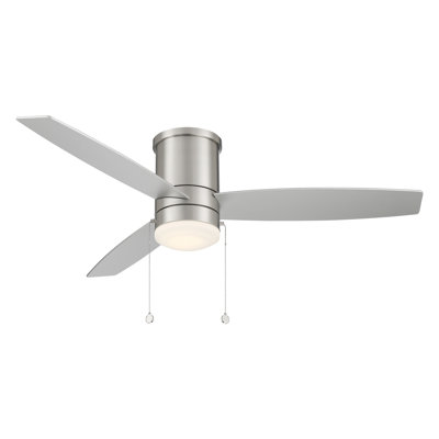 52 Atlantis 3 - Blade Flush Mount Ceiling Fan with Pull Chain and Dimmable LED Light Kit Included