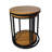 Molly Nesting Table Set Of 2, Round Brown Solid Wood Top, Black Metal Frame