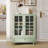 Modern Wooden Storage Sideboard Cupboard, Buffet Cabinet with Double Glass Doors and Drawer-209639434