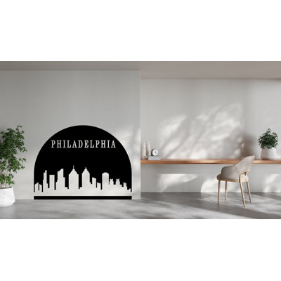 Philadelphia City Skyline Arch Wall Decal, autocollant City Philadelphia, autocollant en vinyle, décoration de la maison, tête de lit, décalcomanie, salon, bureau, 162LU