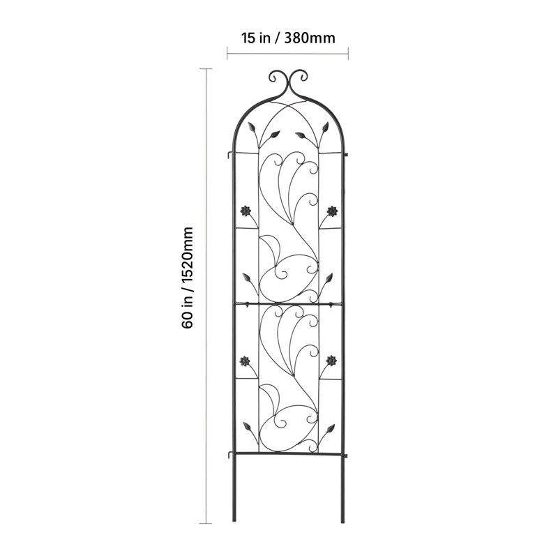 Metal Garden Trellis for Climbing Plant Support 152.4 × 38.1 cm Rustproof