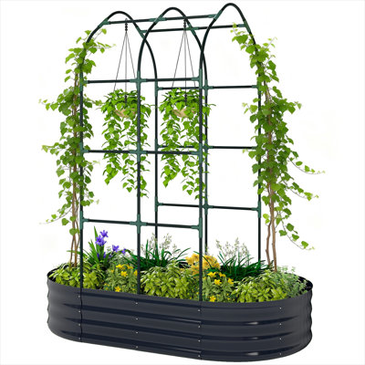 Metal Frame Plant Stands in Dark Gray, 6 in, with Practical Control for Outdoor Space, Galvanised Metal