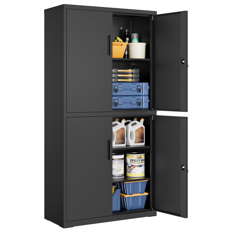 Metal Storage Cabinet, Matte Black