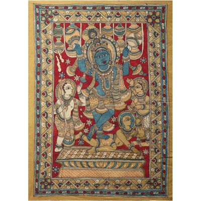 Makhan Chor Krishna Stealing Butter With Friends | Kalamkari Painting On Cotton