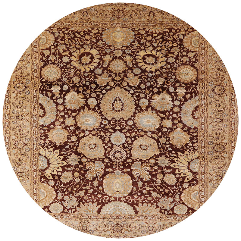 Tapis beige / brun Garvan, Rond 3 pi