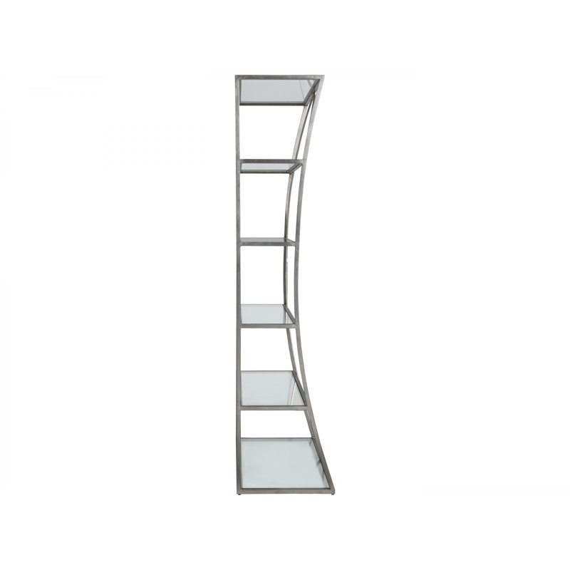 36"W x 19"D x 80"H  5-Tier Metal Designs Ellipse Etagere, (5 Shelves) 80" H x 36" W x 19" D, Silver Leaf