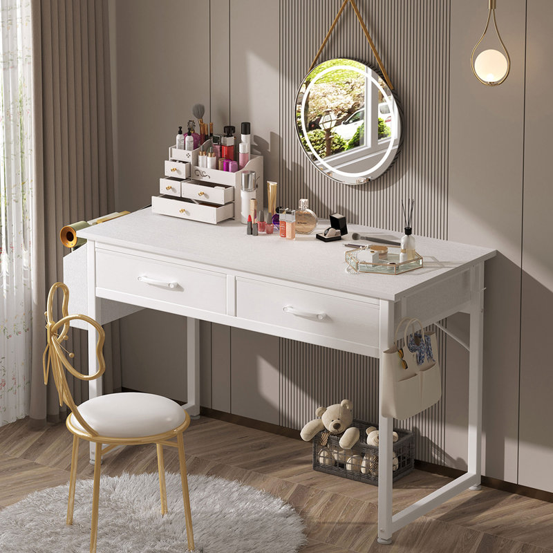 Asel Steel Computer Desk, 31.1" H x 39.4" W x 17.7" D, White