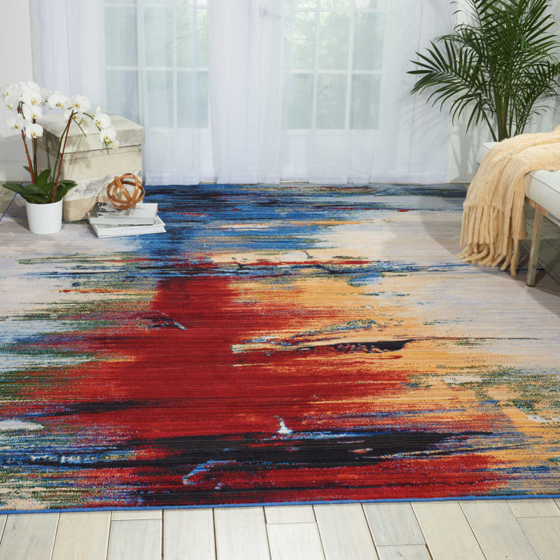 Ostby Wool Abstract Indoor Rug, Rectangle 4' x 6'