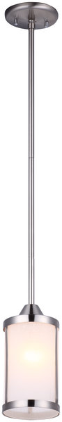 Luminaire suspendu cylindrique à 1 lumière Janis, Nickel satiné