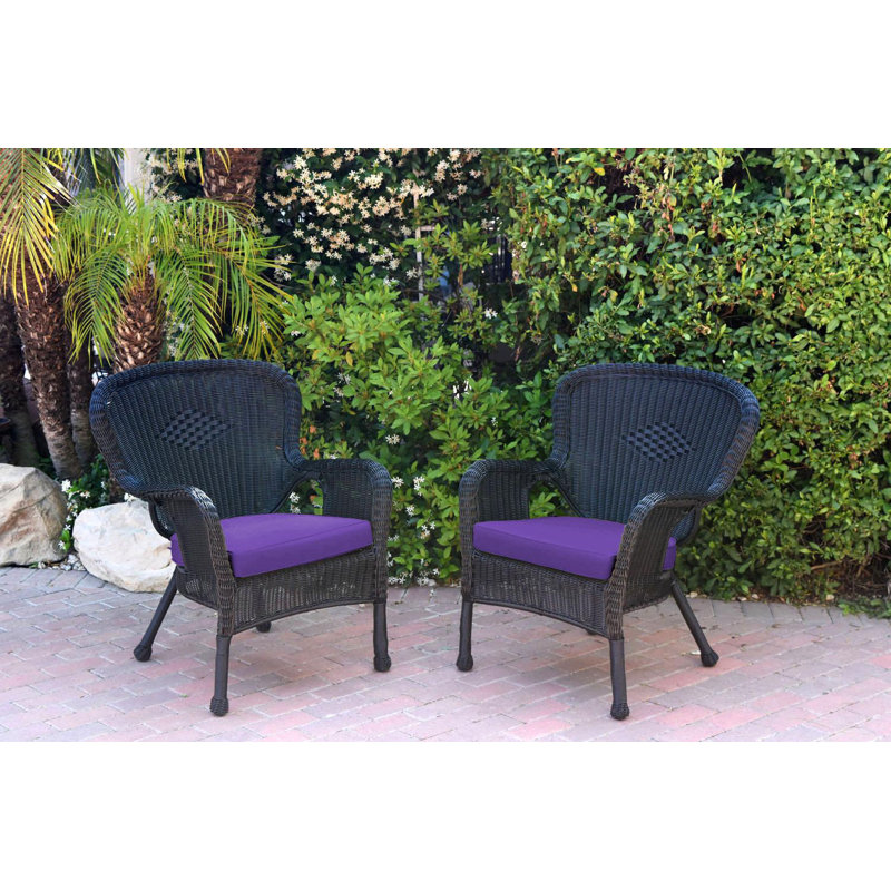 Batchelder Wicker Outdoor Lounge Chair, Black, Black