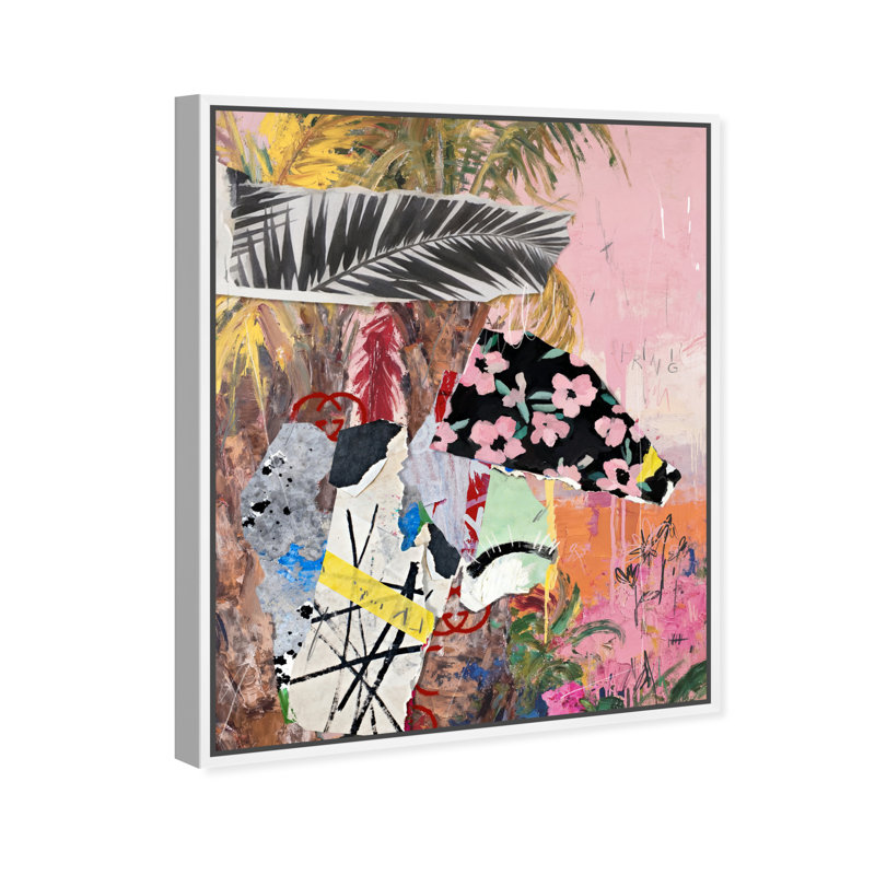 Palm Tree Pinks Print by Oliver Gal, 17"H x 21"W, White Floater Frame