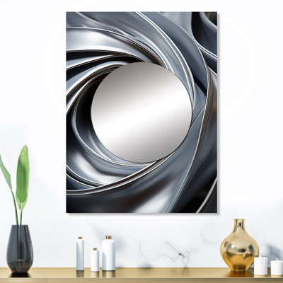 Raffo gris en spirale abstraction - grand miroir abstrait en spirale, décor de miroir mural unique et moderne, impression d'art en métal