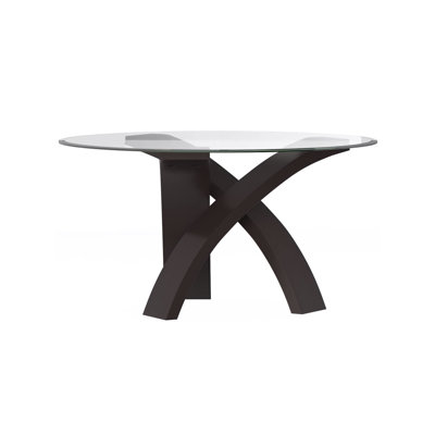 Table de salle à manger ronde contemporaine l 51,6 po, beige / noir
