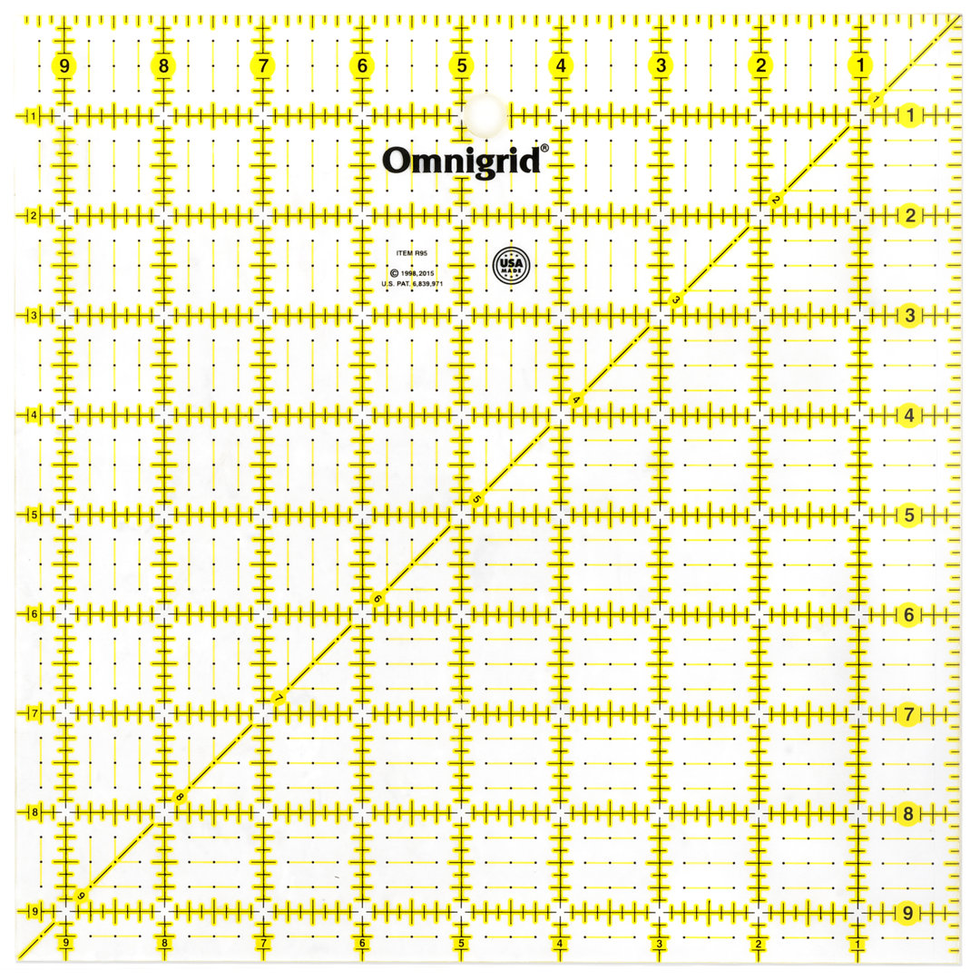 Omnigrid 9-1/2" x 9-1/2" Square Quilting and Sewing Ruler Omnigrid