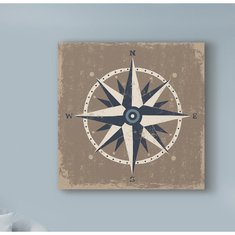 « nautique compass », reproduction de peinture à l’acrylique sur toile tendue, H 35 po x l 35 po x P 2 po