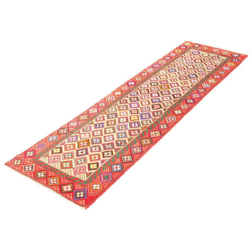 Tapis unique en laine noué à la main beige tribal 2 pi 8 po x 9 pi 11 po