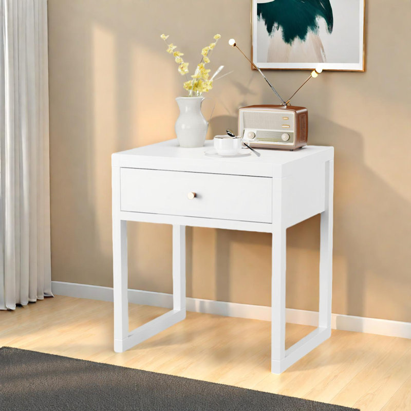 Table de chevet moderne avec tiroir, table de chevet minimaliste, table de bout compacte, assemblage facile