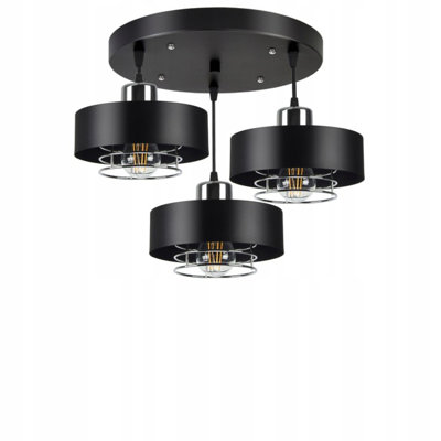 Jeterson 3 - Light Black/Silver Cluster Pendant