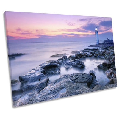 Lighthouse Sunset Seascape - Wrapped Canvas Print