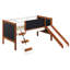 Lit mezzanine simple avec panneaux coulissants et tableau noir, conception en chêne cerisier blanc, fixe pour accès, système à 13 lattes, structure en bois, encourage la créativité, zone de sommeil confortable dans le tableau noir,