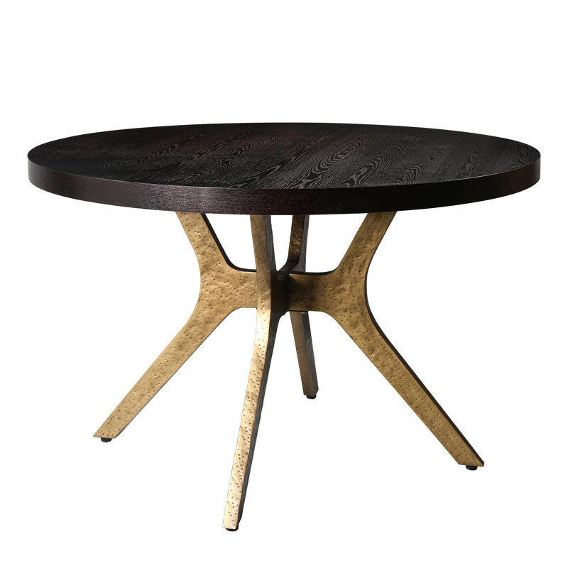 Aarsh Oak Round Metal Base Dining Table