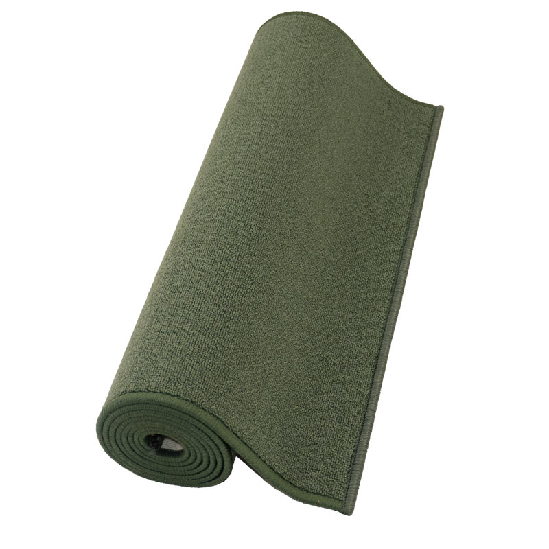 Solid Color Green with Slip Resistant Low Pile Rug, Runner 2'2" x 6'