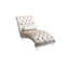 Chaise longue capitonnée en velours beige avec pieds en acrylique
