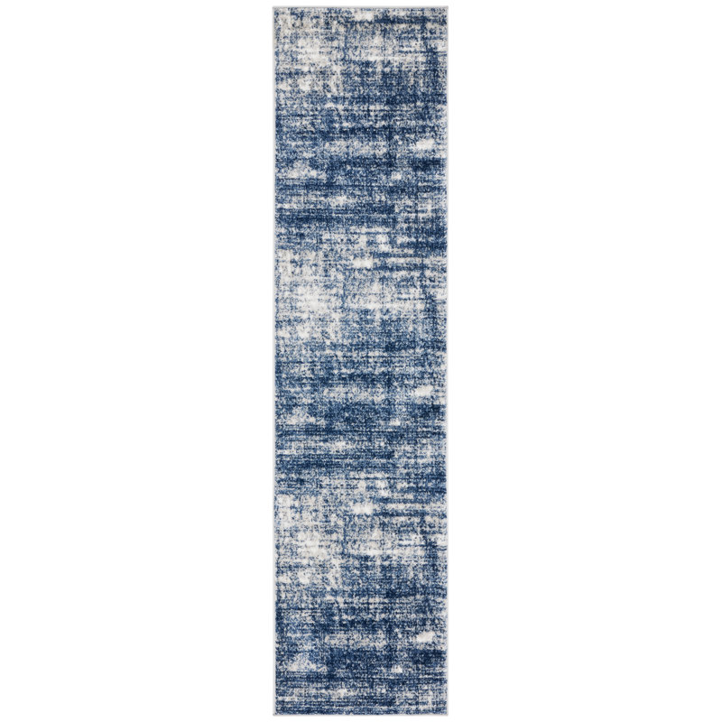 Tapis ivoire / bleu marine Harrelson, Tapis de couloir 2 pi 2 po x 9 pi