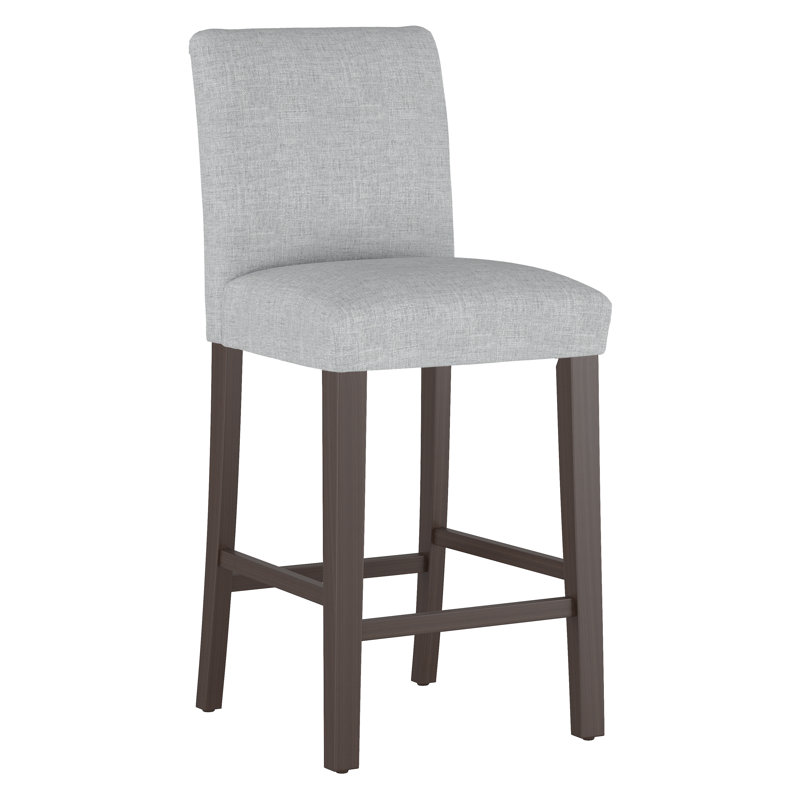 Hadrien Bar & Counter Stool, Bar Stool (31” Seat Height), Zuma Pumice Textured Linen, Black Wood