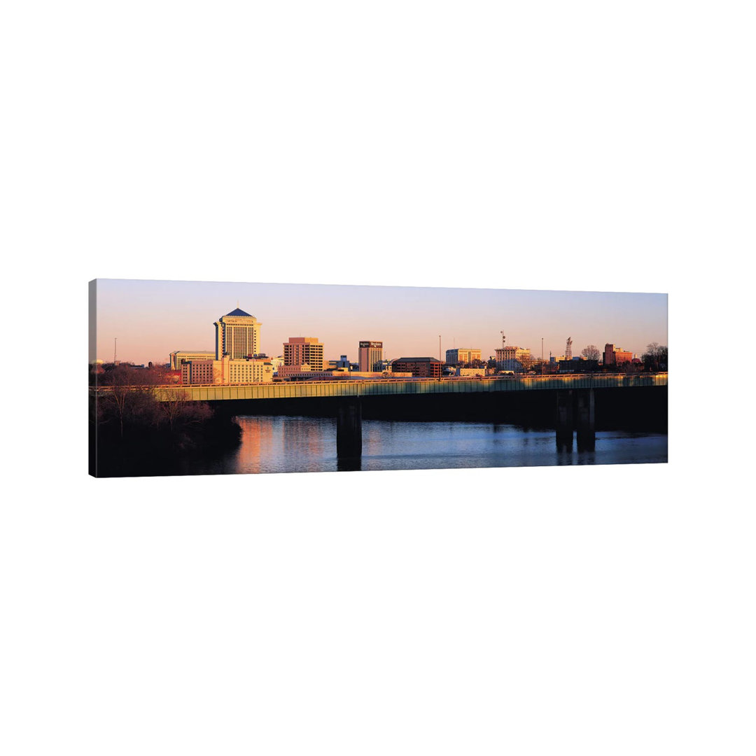 Montgomery Panoramic Skyline Cityscape (Sunset) - Wrapped Canvas Panoramic Print
