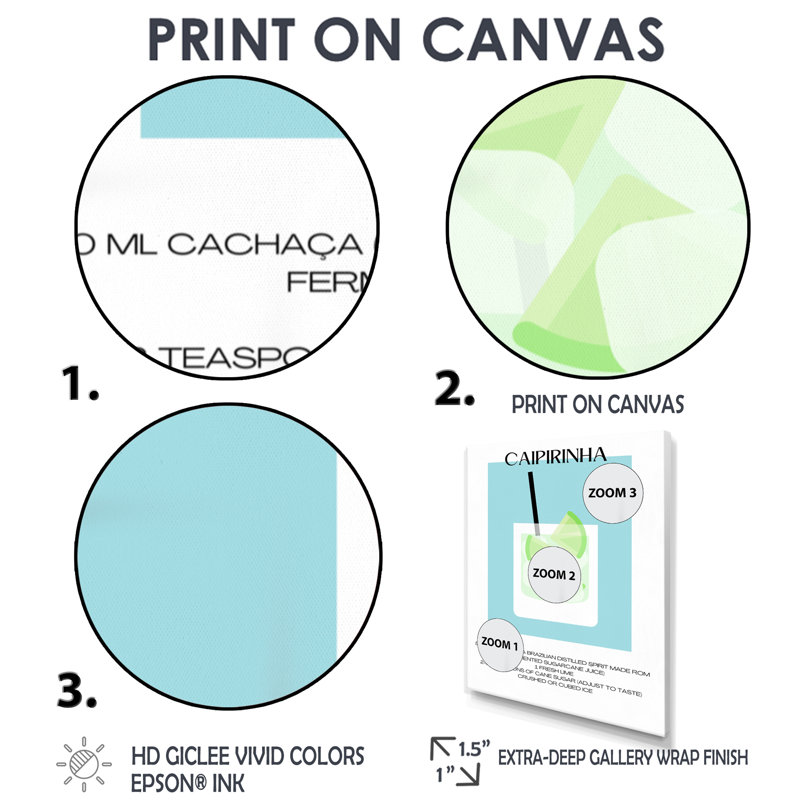 Caipirinha, cocktail brésilien - Art mural cocktails, H 32 po x l 24 po, Cadre flottant doré