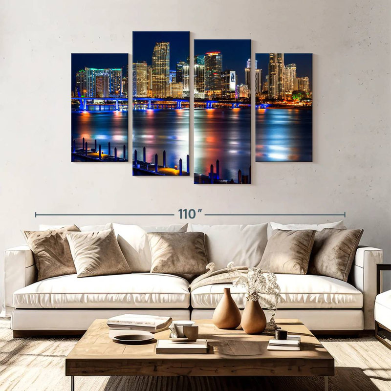 Sireci Luminous Miami Skyline, 54" H x 84" W