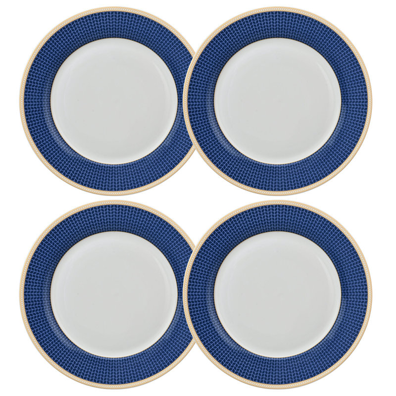 Assiette plate en porcelaine de Chine 10,5 po Shira, ensemble de 4