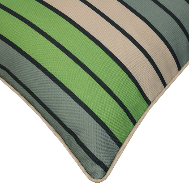 Vintage Green and Blue Striped Outdoor Throw Pillow