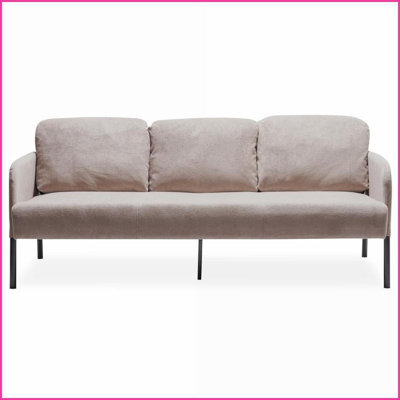 Modern 3-Seater Beige Polyester Sofa - Comfy Small Space Couch for Living Room, Bedroom, Apartment | Beige | Fabric | Polyester