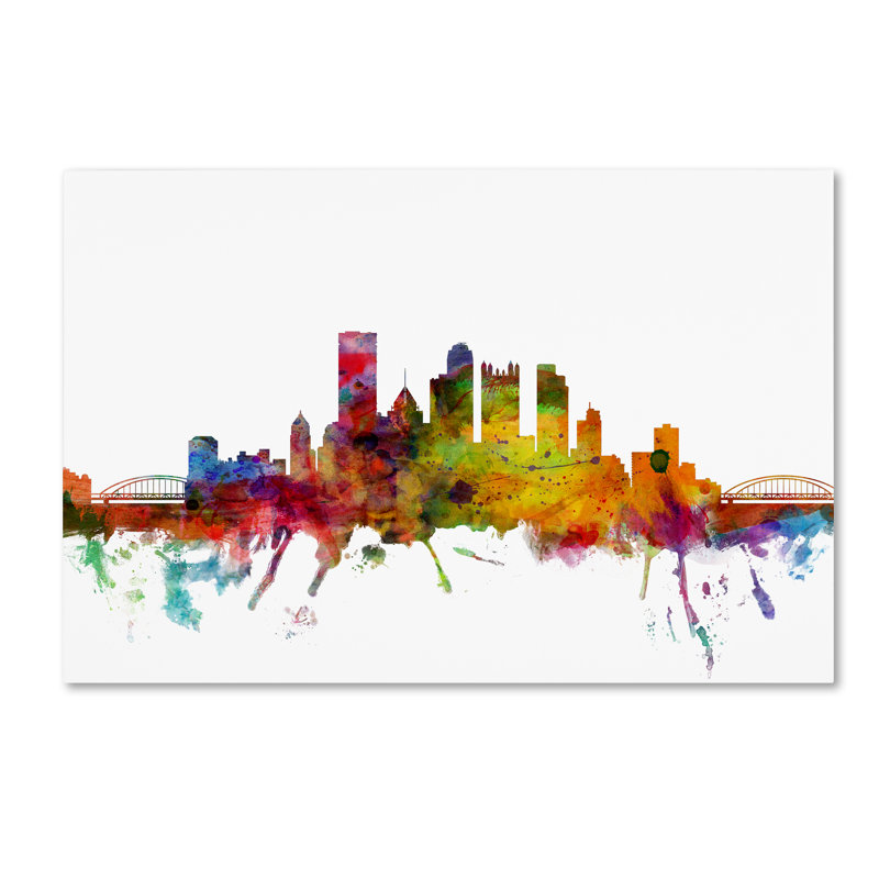 « pittsburgh pennsylvanie horizon », reproduction d’impression sur toile tendue, H 12 po x l 19 po x P 2 po