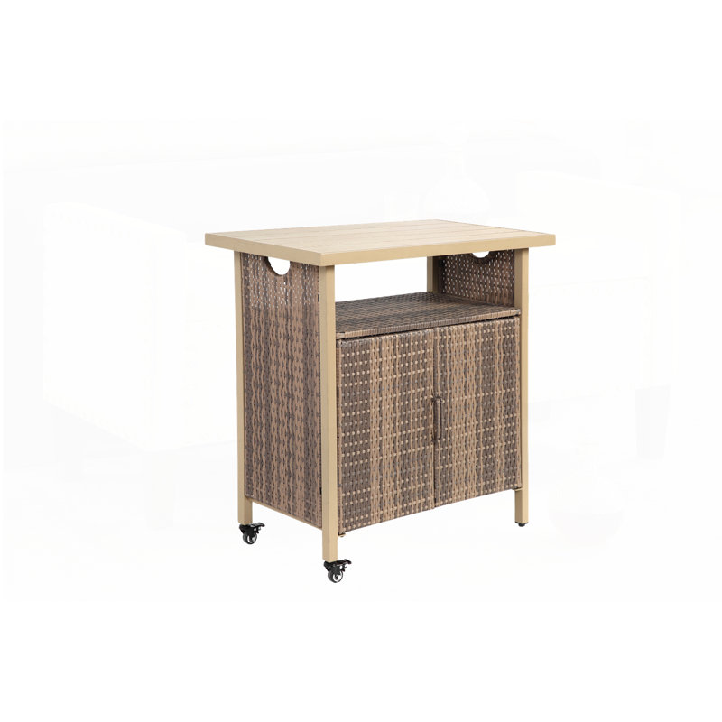 Outdoor Wicker Bar Cart