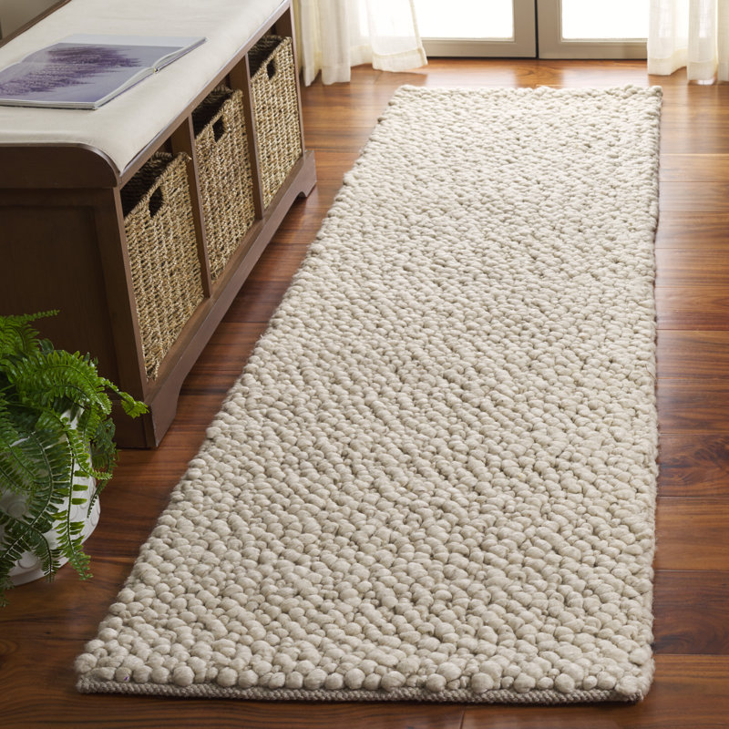 Houghtaling Natura Hand Woven Wool/Viscose/Cotton Rug in Light Beige, Runner 2'3" x 8'