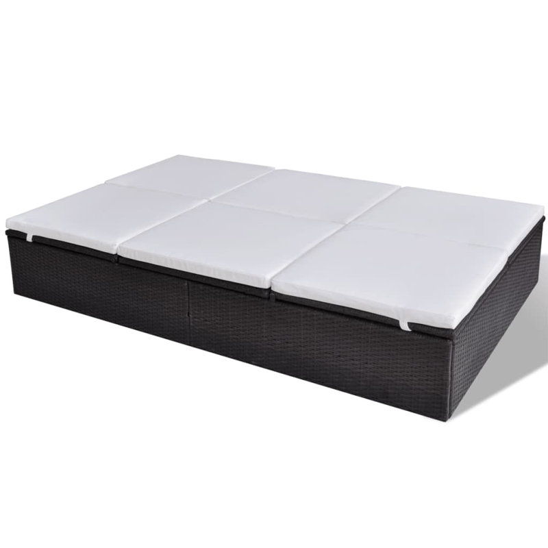 Chaise longue simple avec coussins 77,6 po., Brun, Blanc / Blanc