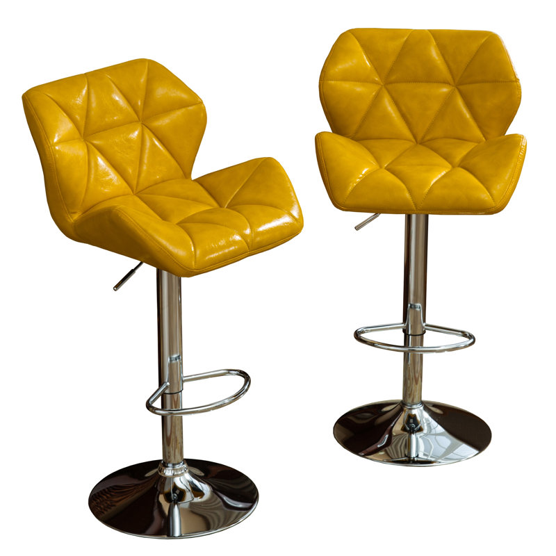Ensemble de 2 tabourets de bar réglables à hauteur réglable Glasgow, jaune, Jaune