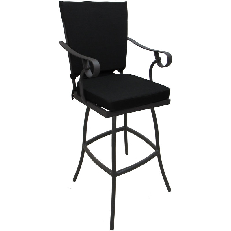 Tabouret de bar Ramario, Gris, Noir, 30"