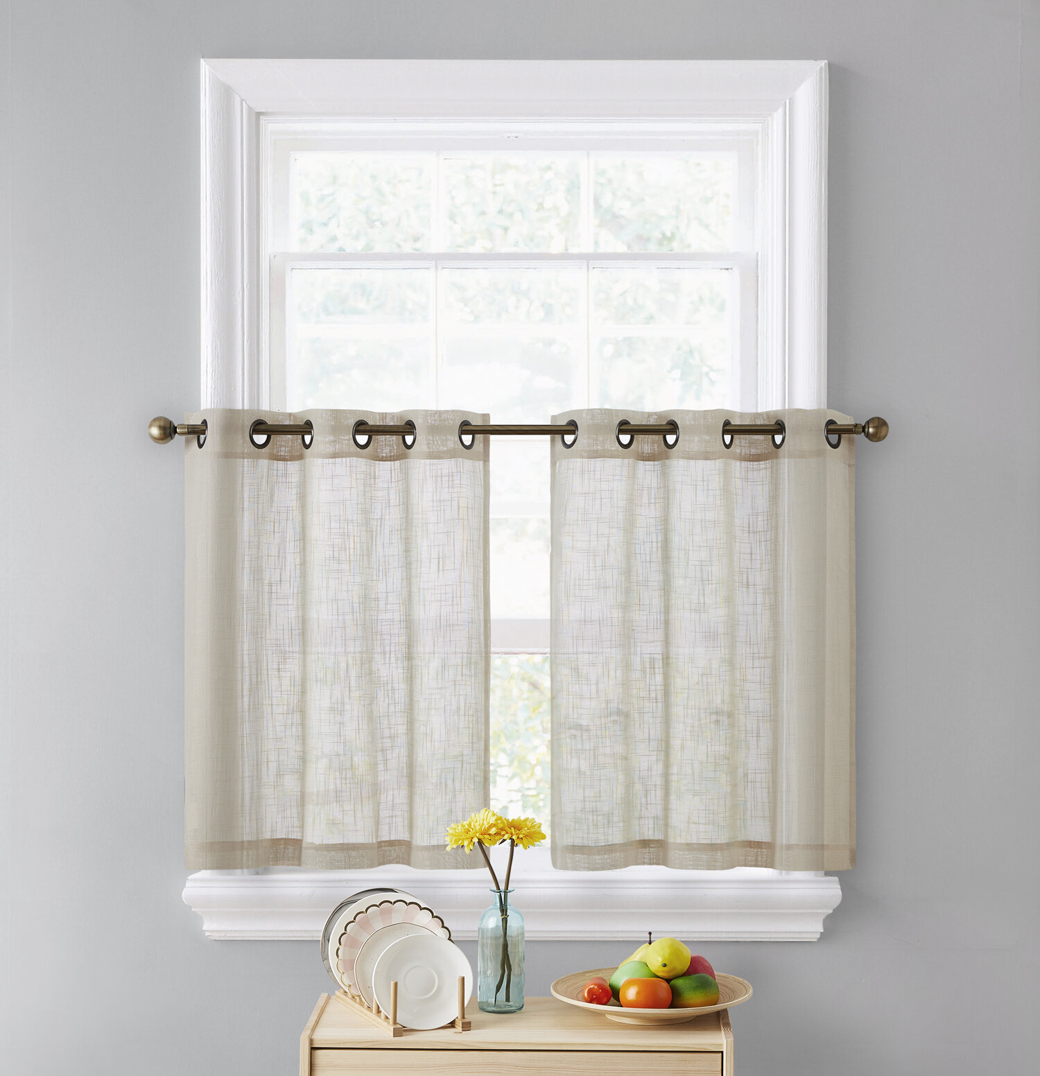 Gracie Oaks Aleksander Tailored Cafe Curtain & Reviews | Wayfair