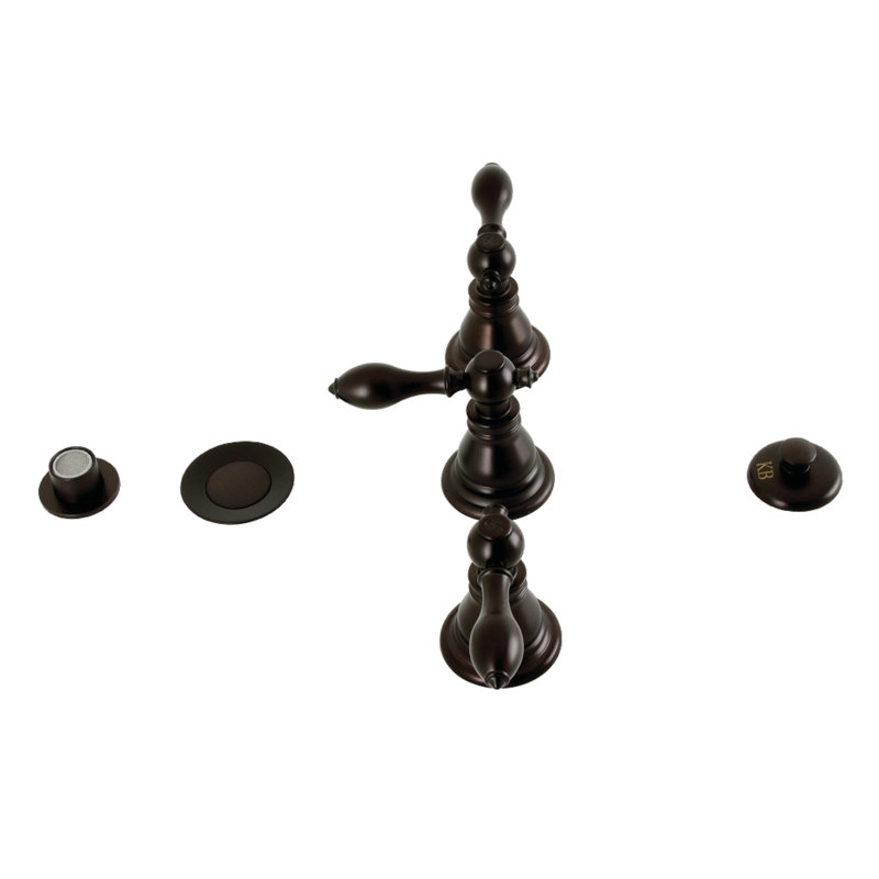 Kingston Brass American Classic Three-Handle Vertical Spray Bidet Faucet with Brass Pop-Up, Oil Rubbed Bronze