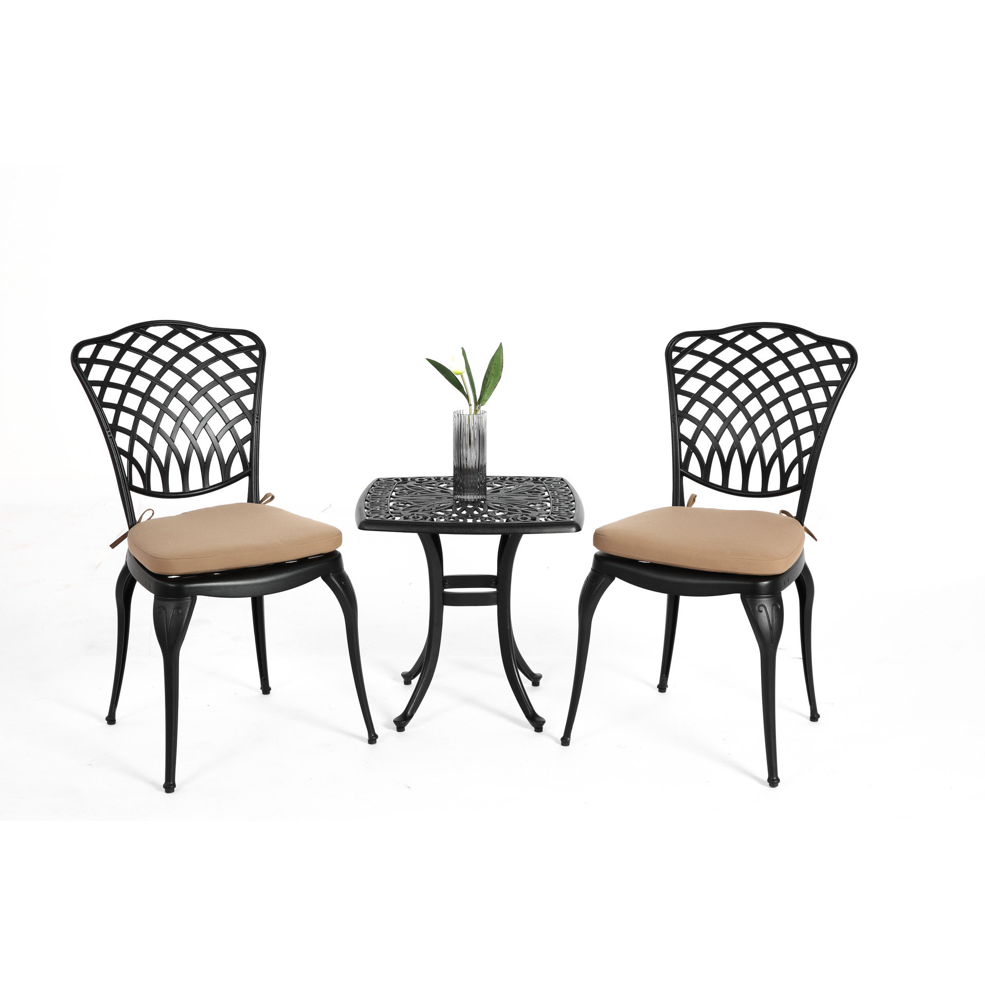 Latitude Run® Outdoor Cast Aluminum Patio Furniture 3 Piece - 2 Chairs ...
