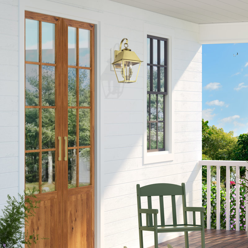 Anayjah 2 - Bulb 16.5" Outdoor Wall Lantern, Natural Brass