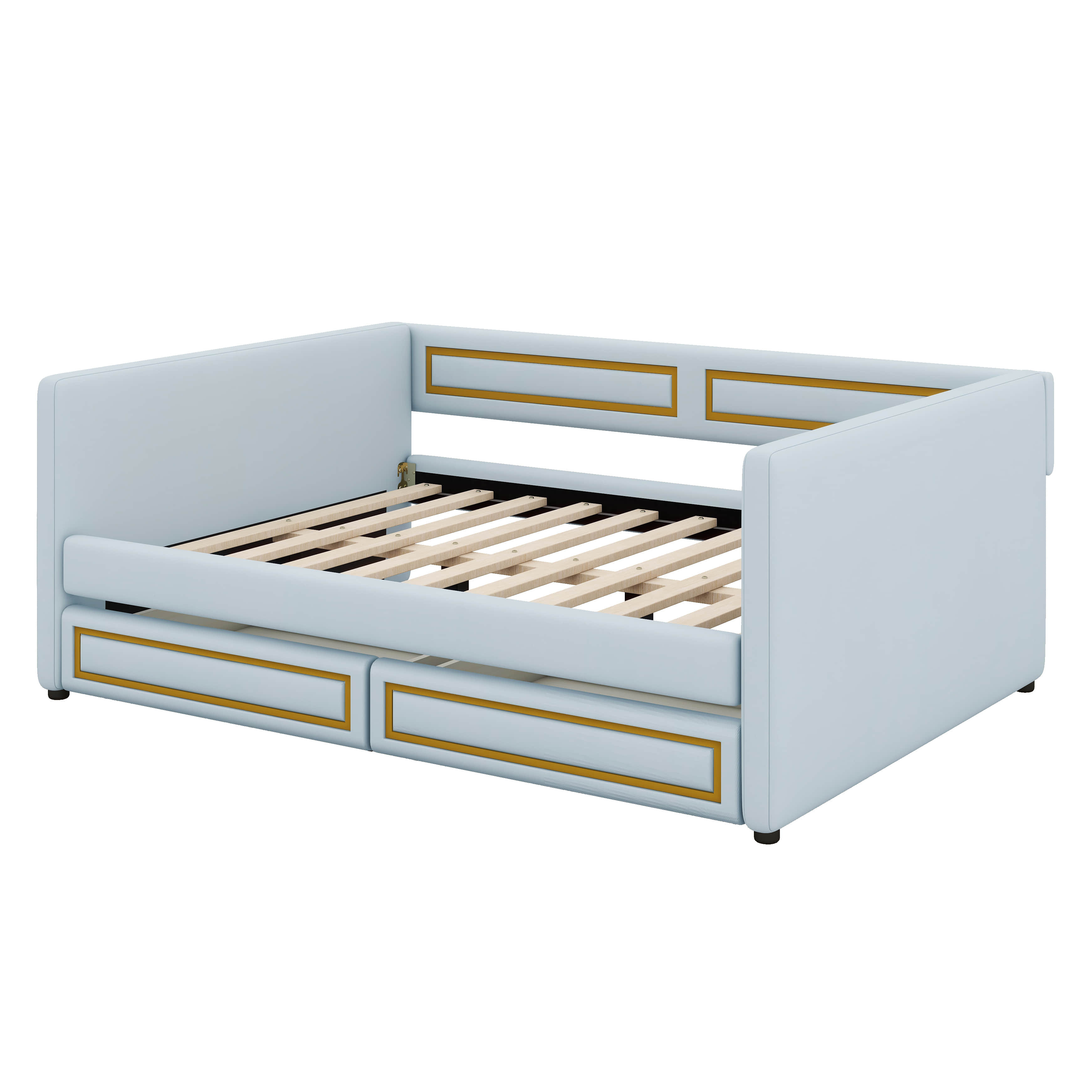 Hokku Designs Bed Frame With Comfortable Backrest Armrests 2 Storage ...