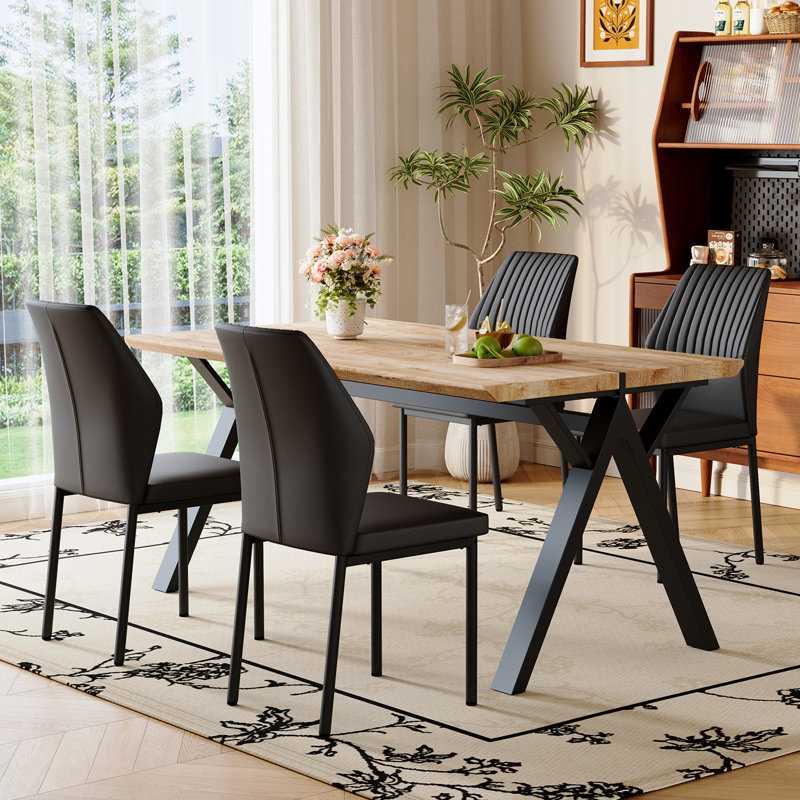 Ensemble de table de salle à manger Farmhouse pour 4 à 6 personnes, ensemble de table de cuisine en bois de style rustique